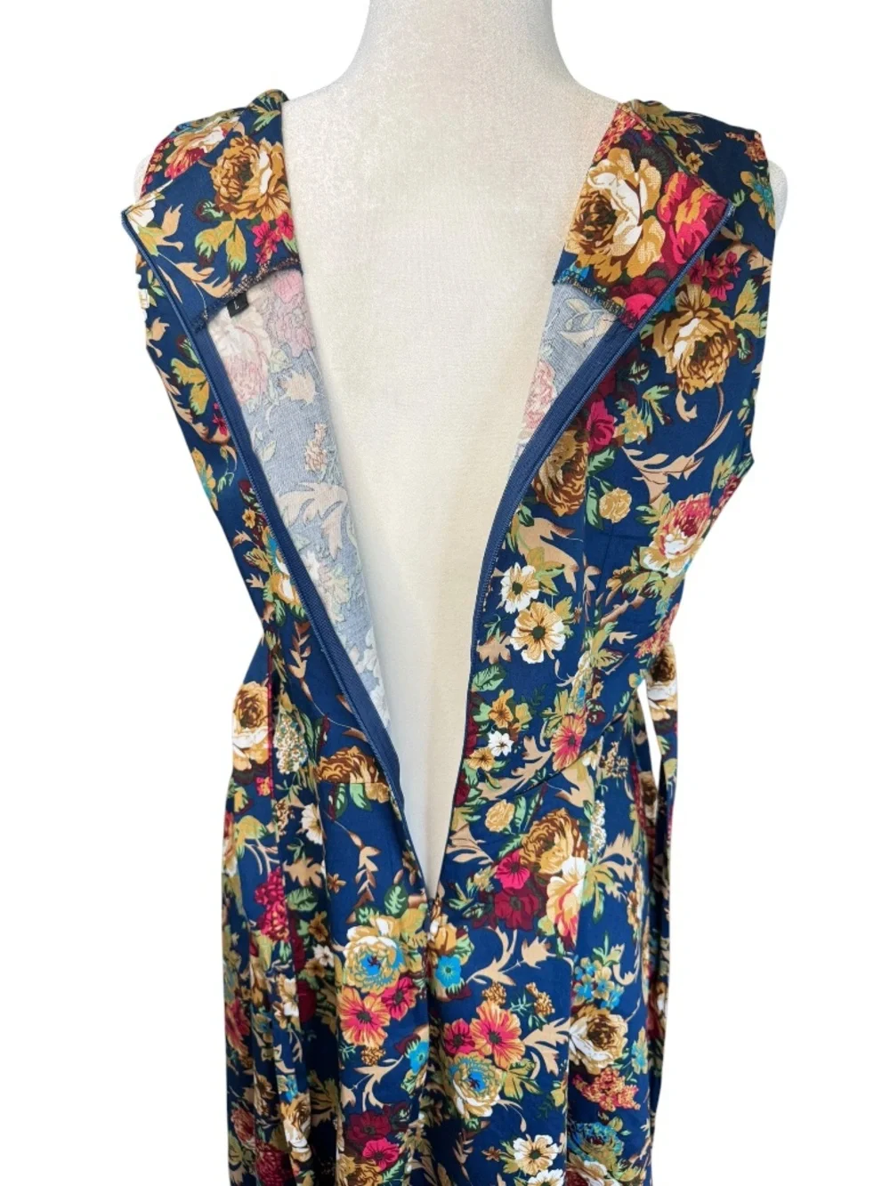 Blue Floral Midi Tea Dress Size Large